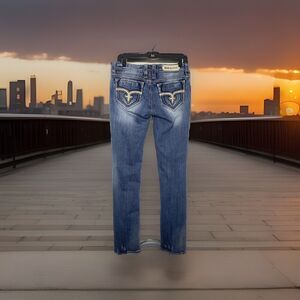 Rock Revival Blair Straight Blue Jeans Women Sz 29 Western Rodeo Denim Hot Buns